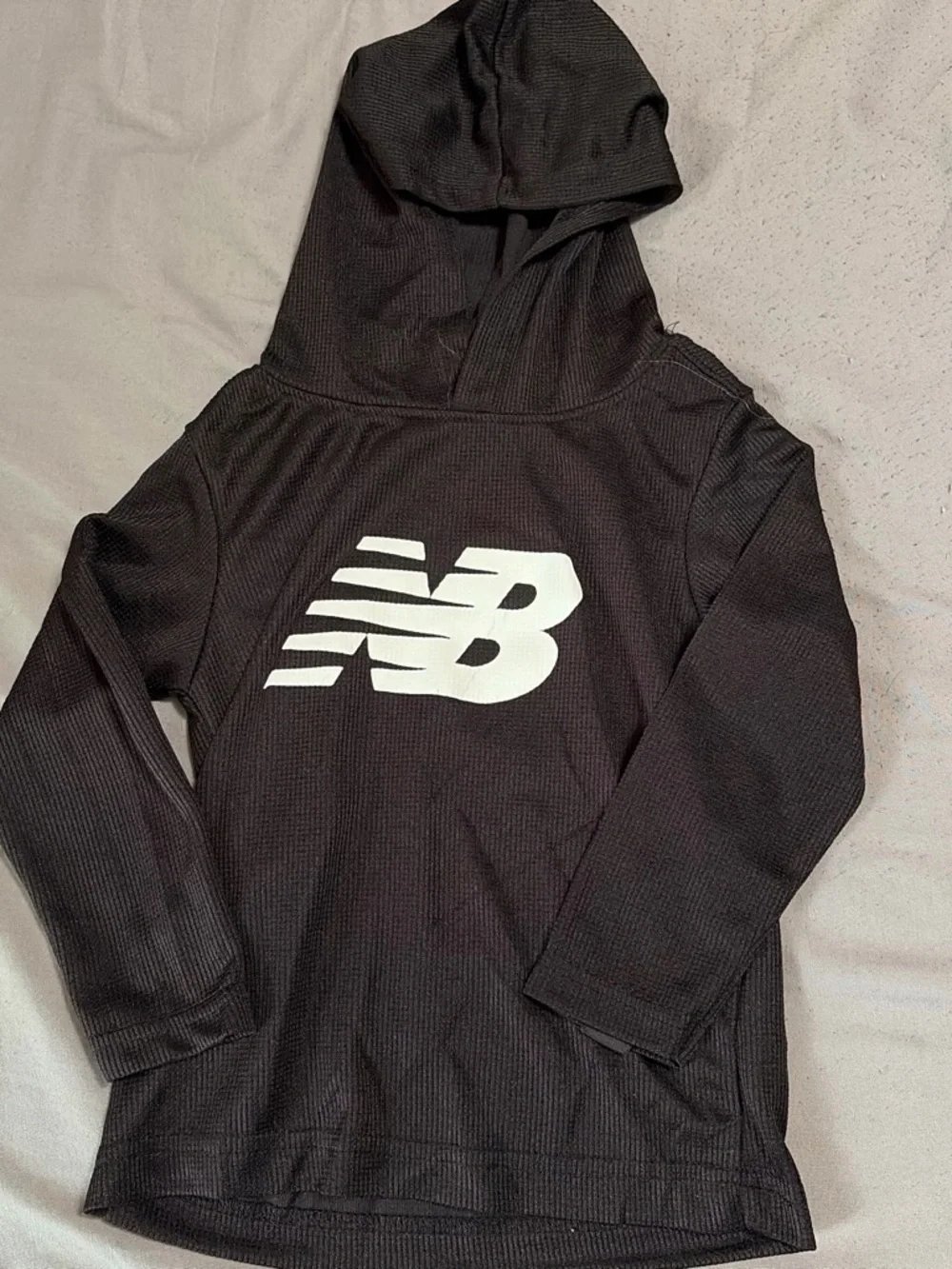 New Balance Black Hooded Kids Sweatshirt with White Logo